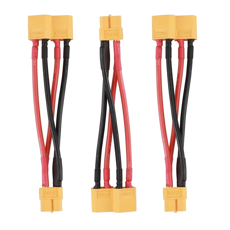 LINSYRC 3pcs XT60 Plug Parallel Battery Connector Cable 2-Males to 1-Female Adapter Splitter Y-Harness for DJI Phantom RC Mode Helicopter Quadcopter - Image 1